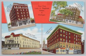 Hotel & Resort~Four Leon A Deglman Hotel In Michigan~Vintage Postcard