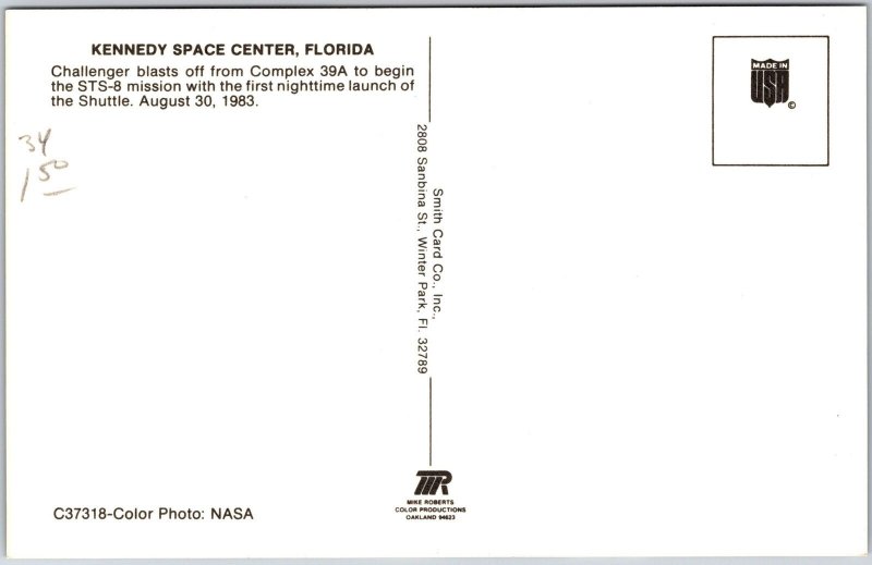 Kennedy Space Center Florida Challenger Blast Complex 39A STS-8 Shuttle Postcard