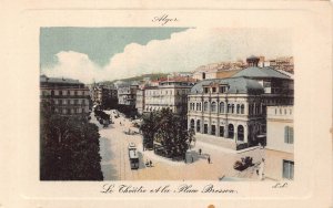 A668 Algeria Algiers Theater and Place Bresson Tram Passepartout postcard