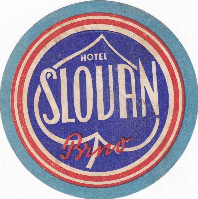 Czechoslovakia Brno Hotel Sloudan Vintage Luggage Label sk3260