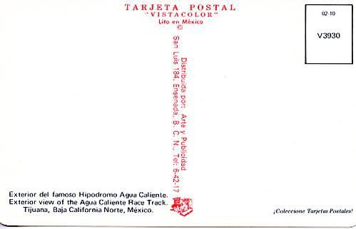 Mexico - Tijuana. Agua Caliente Race Track