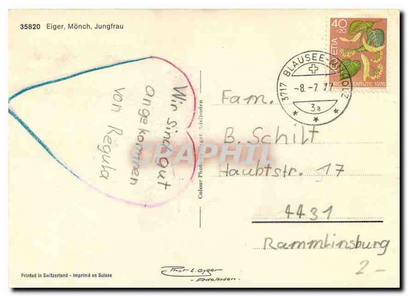 Postcard Modern Eiger Monch Jungfrau