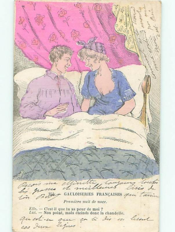 foreign 1918 Risque SEXY FRENCHWOMAN IN BED WITH MAN AC2945