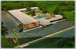 Grand Island Nebraska 1960s Postcard Holiday Inn Motel Aerial View