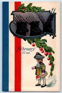c1910's Washington Hatchet February 22nd Cherry Embossed Antique Postcard