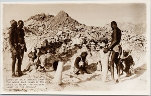 Men w Salt Cones Buchanan Sahara Expedition Africa Unused RPPC Postcard E73