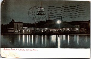 Postcard NJ Asbury Park - Wesley Lake by Night