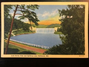 Vintage Postcard 1939 Loch Raven Dam Spillway Baltimore Maryland