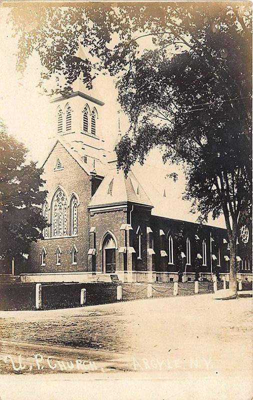 Argyle NY United Presbyterian Church Real Photo Postcard