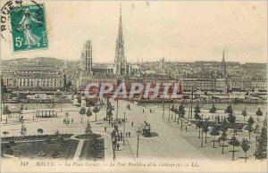 Old Postcard Rouen Place Carnot Bridge and Cathedral