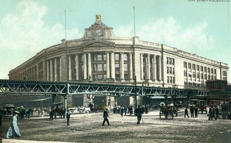 C.1910-20 South Station, Boston, Mass. Blue Sky Postcard P175 