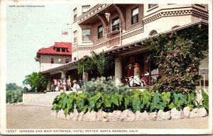 Vtg Santa Barbara California CA Main Entrance Hotel Potter 1910s Postcard