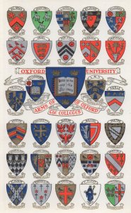 Oxford University Shield Heraldry Glitter PB Old Postcard
