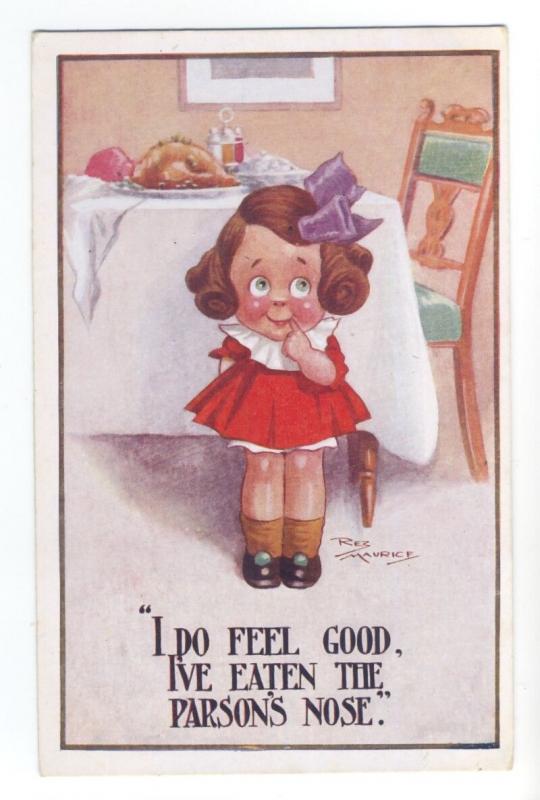 ch0077 - Young Girl by Dinner Table -  artist Reg Maurice  - postcard