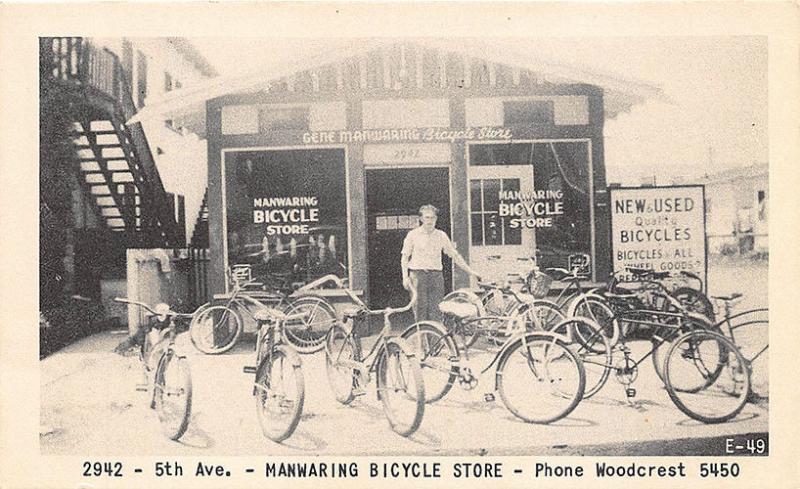 Chicago IL Manwaring Bicycle Store at 2942 5th Avenue Advertising Postcard