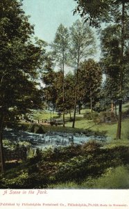 Philadelphia PA-Pennsylvania, Park Water Trees Bridge Vintage Postcard c1900