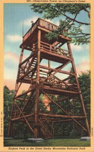 Vintage Postcard Observation Tower on Clingman's Dome Great Smoky Mountains N.C.