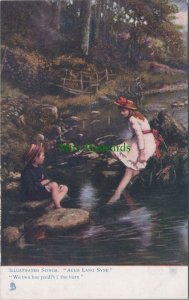 Art Postcard - Illustrated Songs, Auld Lang Syne, Children & Stream RS36131