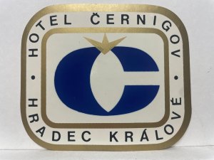 Hotel Cernigov Luggage Label Hradec Kralove Czechoslovakia Mid-Century Modern
