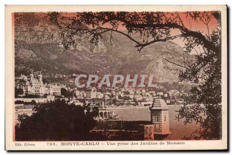 Old Postcard Monte Carlo View taken Gardens Monaco