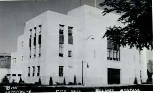 1941 City Hall Billings Montana MT RPPC Photo Vintage Postcard 