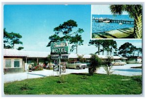 c1950's Smith's Hotel Cars Beach View Titusville Florida FL Vintage Postcard