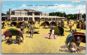 Sarasota Florida 1951 Postcard Sarasota Lido Beach Umbrellas