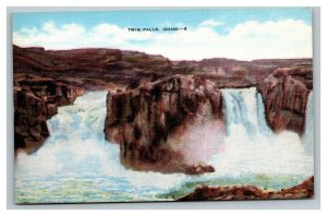 Vintage 1940's Postcard Panoramic View of Twin Falls Snake River Idaho