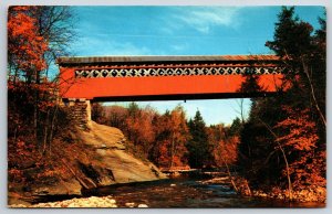 Vermont~Old Covered Chiselville Bridge High Above River~Koppel Vintage Postcard