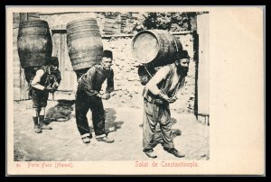 ABRO Turkey Ottoman Period Porters Carrying Wooden barrels unused
