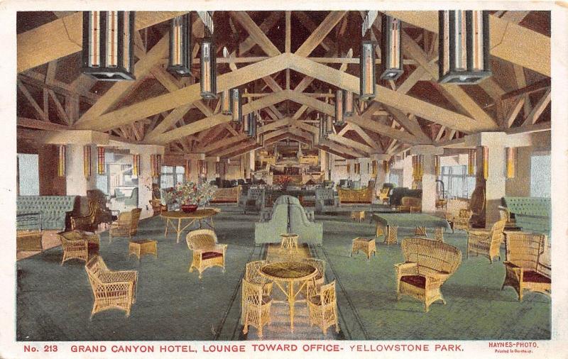 D67/ Yellowstone National Park Postcard c'10 Haynes Grand Canyon Hotel Lounge 14