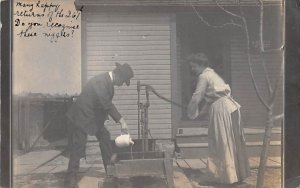 Water Well Real Photo People Working 1905 