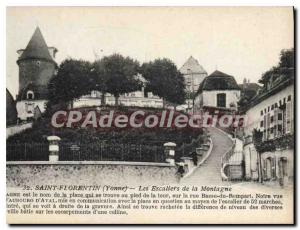 Postcard Old Saint Florentin Yonne Stairs Mountain