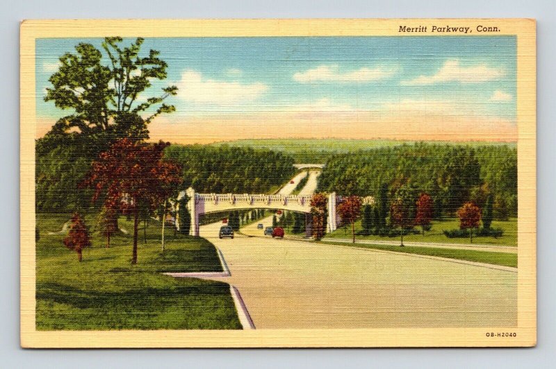 Merritt Parkway Connecticut CT Linen Postcard UNP VTG Curteich Unused Vintage 