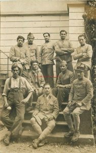 Military, Group of nine soldiers and Civilian, RPPC