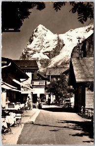 Murren Dorfstrasse Mit Eiger Switzerland Street View Real Photo RPPC Postcard