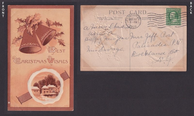 UNITED STATES, Postcard, Merry Christmas 1909