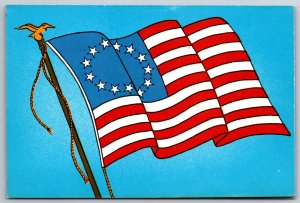 Flags~US Flag With Circle of Stars Bicentennial Stick Ems~Vintage Postcard