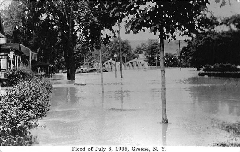 Greene NY Flood of July 8, 1935 Iron Bridge RPPC Postcard