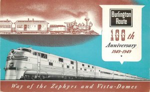 Postcard 19410s Burlington Streamliner Railroad Zephyrs Vista Jones 22-12048