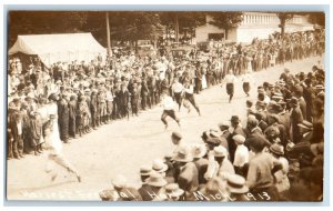 1913 Men Running Racing Harvest Festival Hart MI RPPC Photo Unposted Postcard