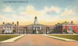 Vintage Postcard 1930's Junior High School Building Pottstown Pennsylvania PA