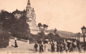 Vintage Postcard Vue Generale Castle Overlooking Mountains Monte-Carlo Monaco