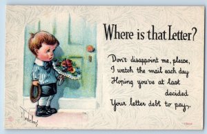 Twelvetrees Signed Postcard Little Boy With Flowers Where Is That Letter c1910's