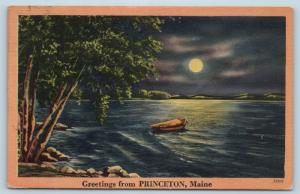 Postcard ME Princeton Scenic Greetings From Princeton Maine Vintage Linen G25