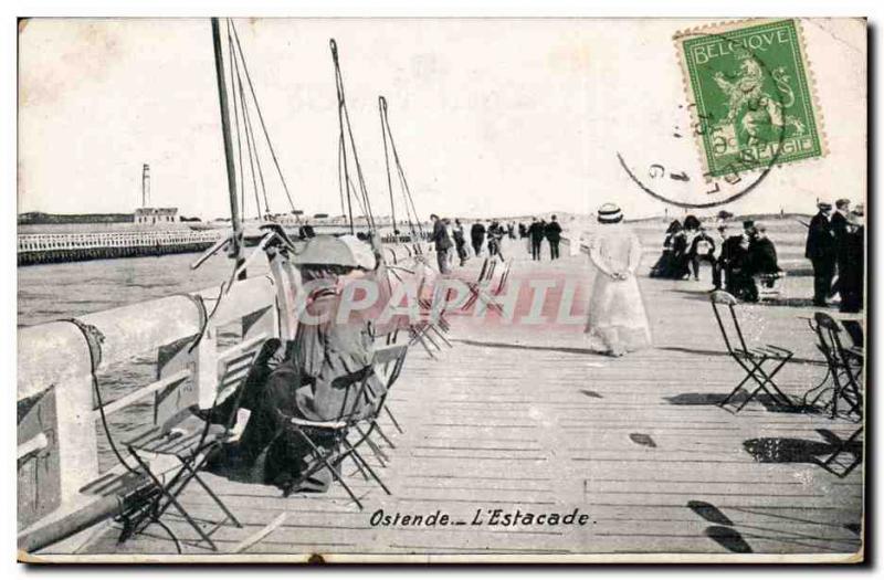 Old Postcard Ostend Belgium L & # 39estacade