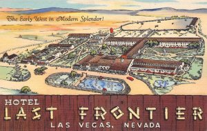 Las Vegas Nevada Hotel Last Frontier, Color Linen Vintage Postcard U10877