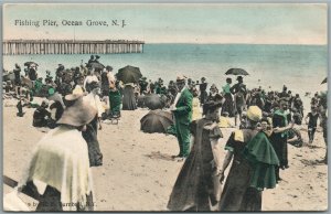 OCEAN GROVE NJ FISHING PIER ANTIQUE POSTCARD