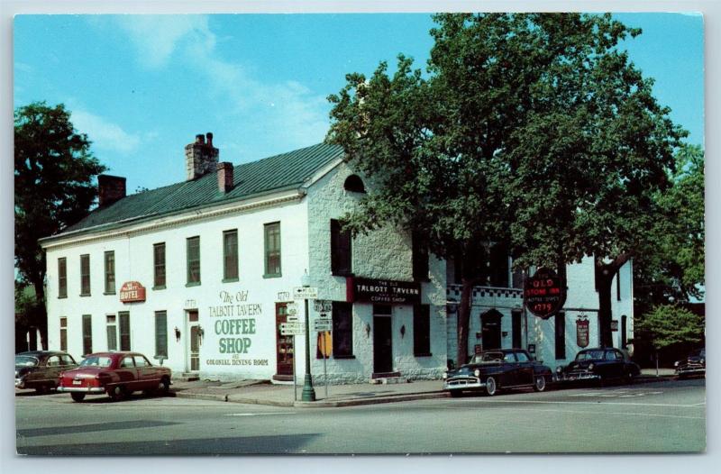 Postcard KY Bardstown Talbott Tavern c1950s Old Cars Street View G25