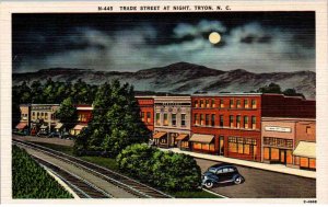 Tryon, North Carolina - A view of Trade Street at Night - c1940